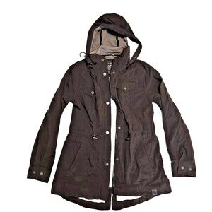 L.L. Bean Black Fitted Classic Utility Jacket W/ Removable Hood Misses Size XS